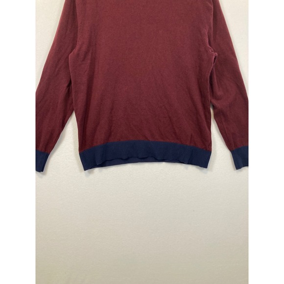 Goodfellow & Co Crewneck Sweater Mens Large Burgundy Navy Blue 100% Cotton Knit - Picture 5 of 8